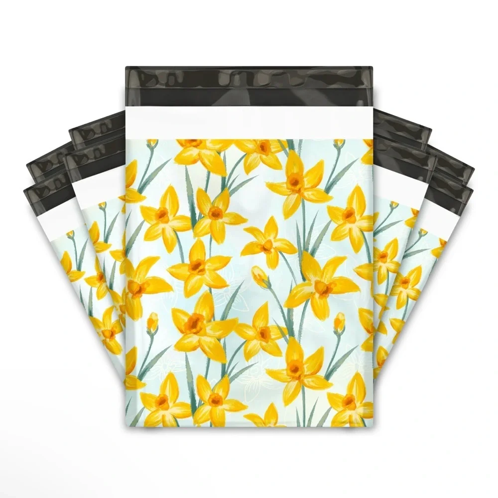 (20 ct) 10x13 Daffodil Print Poly Mailers
